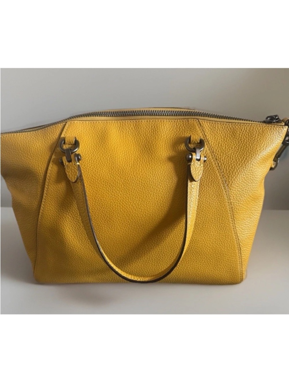 NWOT Coach Prairie Satchel Mustard Yellow Pebble Leather Crossbody Bag 79997 - Picture 8 of 8